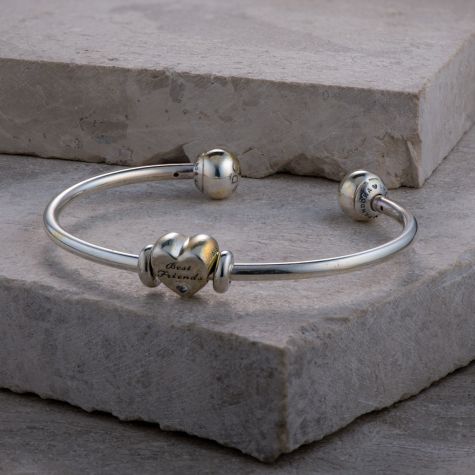 Pandora Silver Bangle Bracelet – 6.5 Inch – 14.8g – 9.5mm Ball Ends