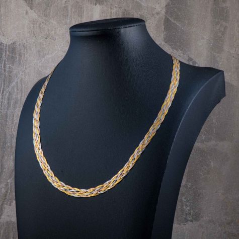 9ct Gold Tri-Colour Twist Chain – Elegant Italian Style -7mm Wide– 18 Inch - Pre Owned