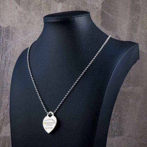 Authentic Tiffany & Co Return to Tiffany Heart Tag Necklace 32" Silver 19.8g