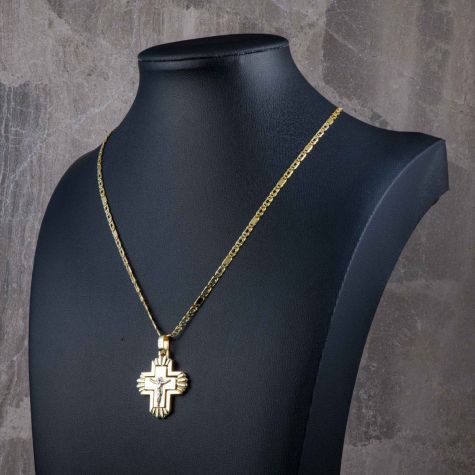 Solid 14ct Gold Crucifix Cross Pendant with 20" Chain 13.8g Heavy