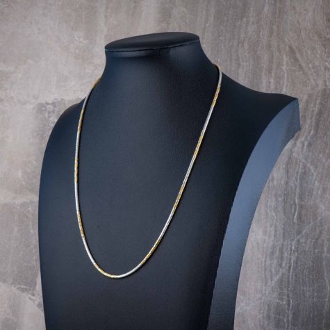 14ct Yellow & White Gold Snake Chain 18” | 2.5mm Two-Tone Round Link Necklace 15.5g