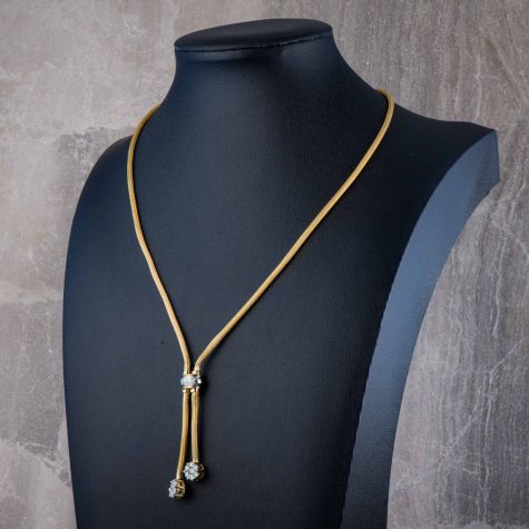 18ct Gold Diamond Drop Necklace 1.00ct Natural Diamonds | Adjustable Lariat Style | 14.7g