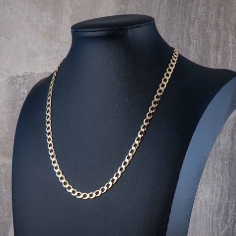 Ladies 9ct Gold Curb Chain 16” | 8.7g Solid Yellow Gold 5mm Bevelled Edge Chain