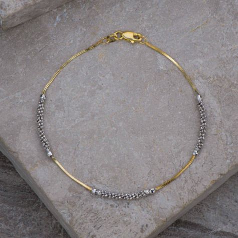 Pre-Owned 9ct Yellow & White Gold Bracelet 7.5” | 2.1g Ladies Fine Bracelet 2.5mm
