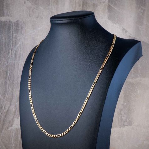 9ct Yellow Gold Figaro Chain Necklace 28” – 4mm Wide Heavy Italian Style 15.8g
