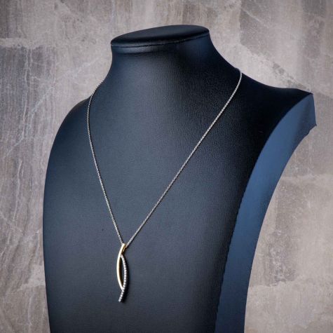 18ct Yellow & White Gold Diamond Pendant Necklace 16” – 0.38ct Elegant Two-Tone Design