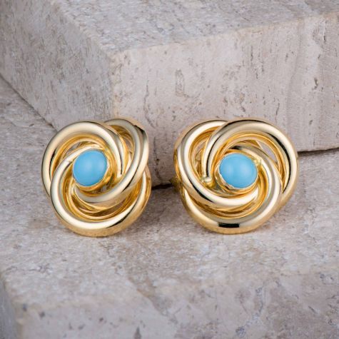 Preowned 18ct Yellow Gold Turquoise Earrings – 16mm – 4.5g