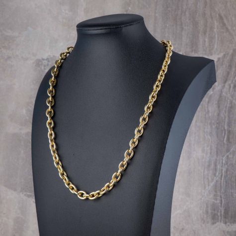 Heavy 14ct Gold Oval Belcher Chain Necklace 20” – 8mm Large Link Yellow Gold Chain 21.7g