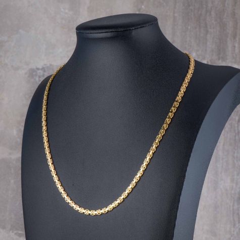 Heavy Solid 9ct Gold Byzantine Chain Necklace 18” – 4mm Yellow Gold Chain 13.6g