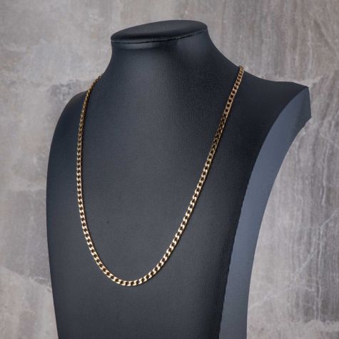 Heavy Solid 9ct Yellow Gold Square Curb Chain Necklace 21” – Thick 3mm Hallmarked Gold Chain 11.8g