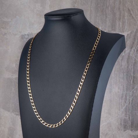 Solid 9ct Gold Square Curb Chain Necklace 20” – 4mm Yellow Gold Chain 9.5g