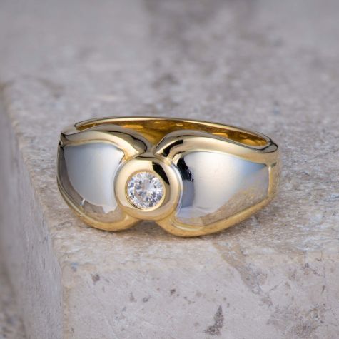 0.25CT Diamond Dress Ring – 18ct Yellow & White Gold | Heavy Two-Tone Statement Ring