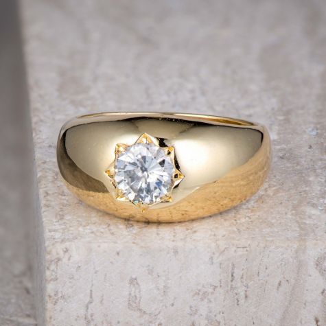 18ct Yellow Gold 1.00ct Natural Diamond Signet Ring -Size T - Heavyweight Men's Ring 15.5g Statement Solitaire Ring