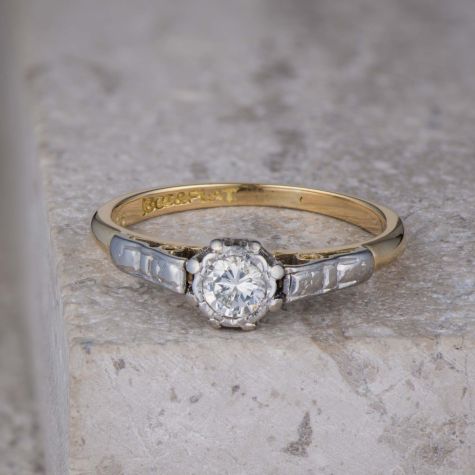 Vintage 18ct Gold and Platinum Diamond Engagement Ring, 0.25ct,  Size Q, 3.2g