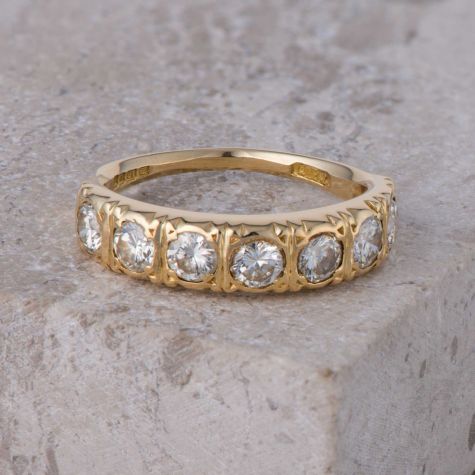 Vintage 18ct Yellow Gold Diamond Half Eternity Ring – 1.40ct, 1974 Hallmark, Size N