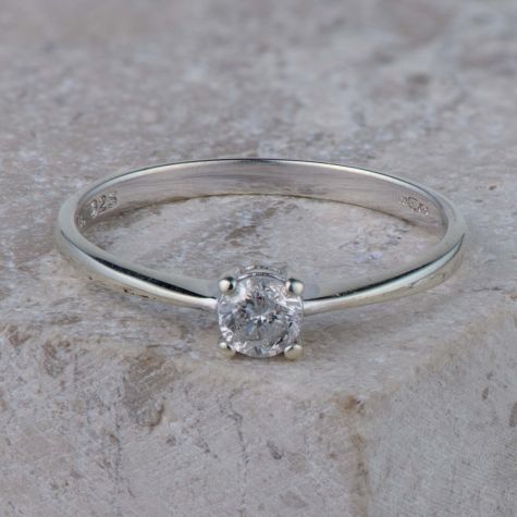 9ct White Gold 0.25ct Diamond Solitaire Ring – Size O