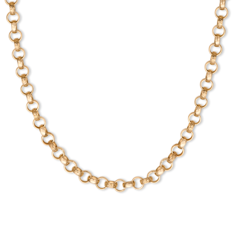 9ct Gold Heavy Solid Patterned Belcher Chain - 7.5mm Wide - Lengths 22"- 30" (SIZE 1)