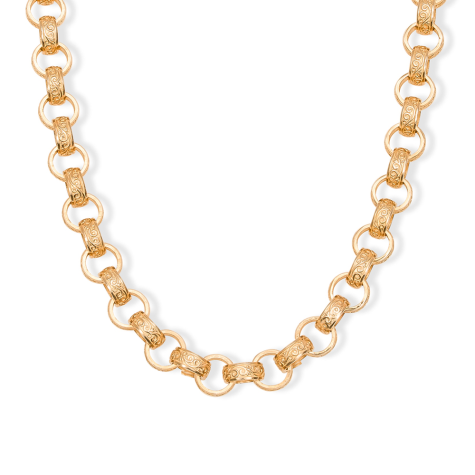 9ct Yellow Gold Solid Fully Patterned Belcher Chain - 12.5mm - Length 22" - 30" (Size 4)