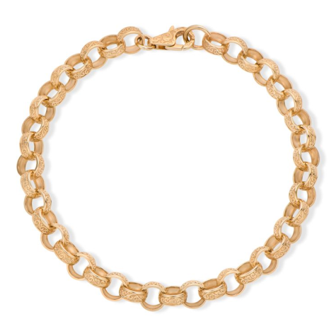 9ct Yellow Gold Solid Fully Patterned Belcher Link Bracelet  - 8.5mm - 9.25" (GENTS)