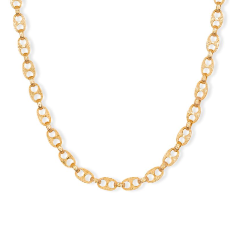 9ct Yellow Gold Solid Ornate Mariner Belcher Chain - 6.5mm - 14"-16" - Kids / Babies