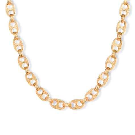 9ct Yellow Gold Solid Ornate Mariner Belcher Chain - 8.5mm Wide - Lengths 22"- 30" (Size 2)