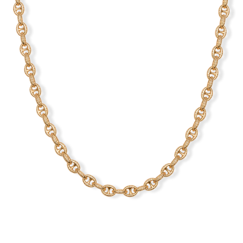 9ct Yellow Gold Solid Ornate Pattern Anchor / Mariner Chain - 6mm Wide, Lengths 22"- 30" (Size 2)