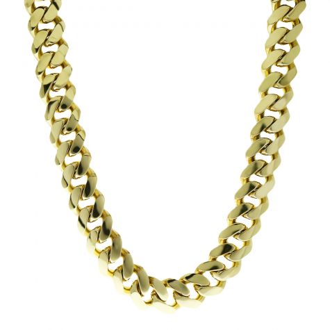 9ct Yellow Gold Classic Cuban Link Curb Chain 22&quot; - 21mm