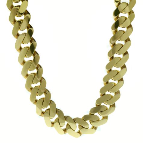 9ct Yellow Gold Classic Cuban Link Curb Chain 24&quot; - 25.5mm