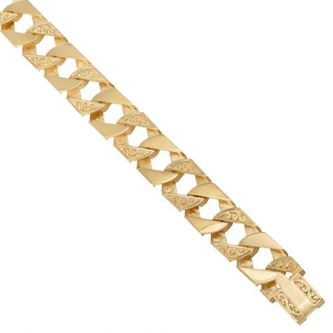 Solid 9ct Yellow Gold Heavy Square Curb Chain -16mm - 26"