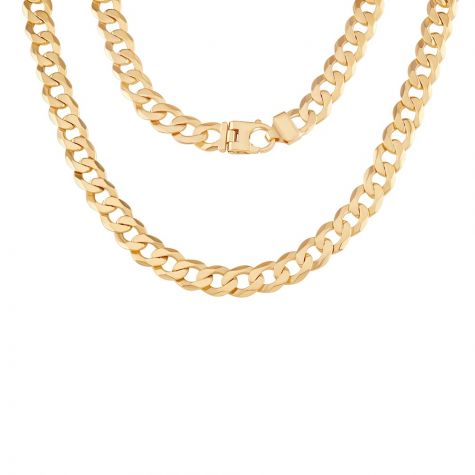 9ct Gold Heavy Solid Bevelled Edge Curb Chain - 10.5mm  - 26"