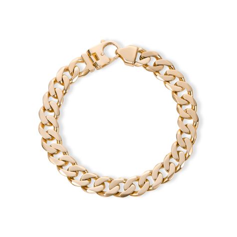 9ct Gold Solid Bevelled Edge Tight Link Curb Bracelet - 11mm - 8.5" - 9" Gents