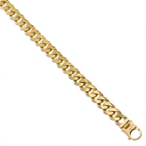 9ct Yellow Gold Solid Heavy Bevelled Edge Curb Chain - 11mm - 30"