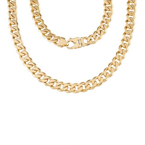 9ct Gold Heavy Solid Bevelled Edge Curb Chain - 30&quot; - 11mm