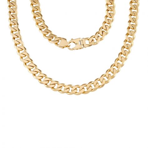 9ct Gold Heavy Solid Bevelled Edge Curb Chain - 24" - 11 mm