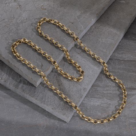 9ct Gold Heavy Solid Patterned Belcher Chain - 7.5mm - 20" -30" (SIZE 1)