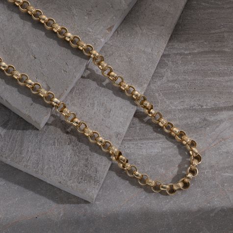 9ct Yellow Gold Solid Half Patterned Belcher Chain - 9.5mm - 22" - 30"