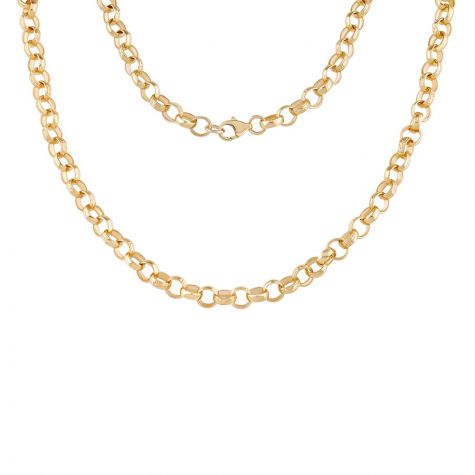 9ct Yellow Gold Patterned Round Link Belcher Chain - 7.5mm - 28"