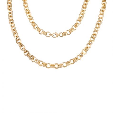 9ct Yellow Gold Heavy Solid Patterned Belcher Chain - 8mm - 26"