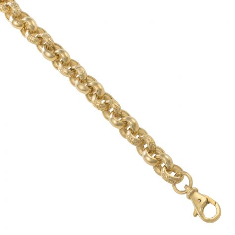 9ct Yellow Gold Heavy Ornate Patterned Belcher Chain -12.5mm- 26"