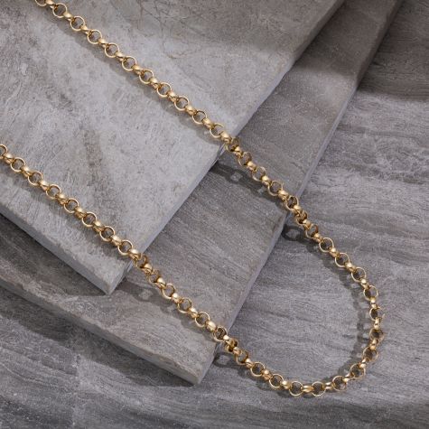 9ct Solid Yellow Gold Belcher Chain – 7.5mm | Kids’ Polished Gold Necklace (14"- 16")