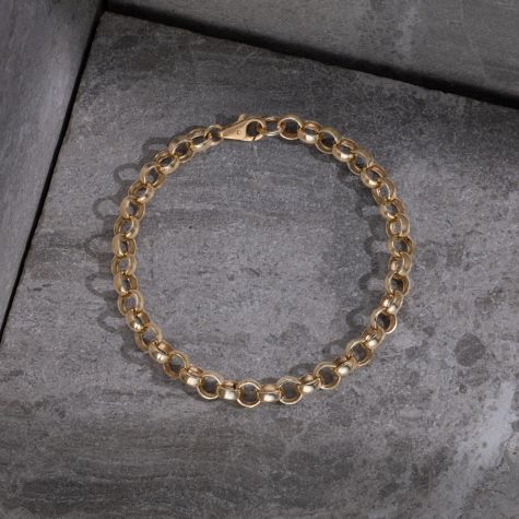 9ct Yellow Gold Solid Fully Polished Belcher Bracelet - 7.5mm - 9" (GENTS)
