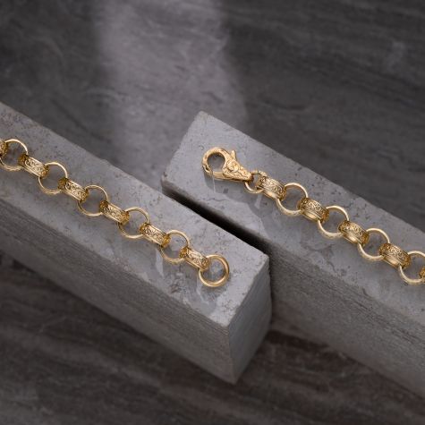 9ct Solid Gold Fully Ornate Patterned Belcher Chain - 7.5mm - (22"- 30")