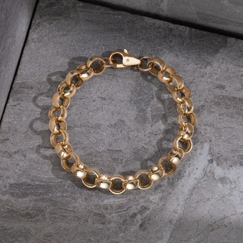 9ct Yellow Gold Solid Fully Polished Belcher Bracelet - 12.5mm - 9.5" - (GENTS)