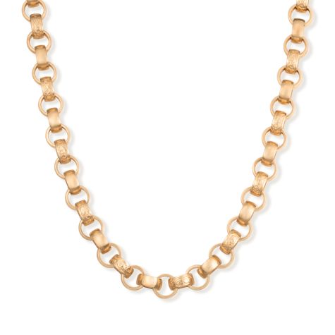 9ct Yellow Gold Solid Heavy Patterned Belcher Chain - 14mm Wide - 30" Length - (Size 5) - Ex Display