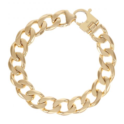 Solid 9ct Yellow Gold Heavy Classic Curb Bracelet - 15mm - 9"