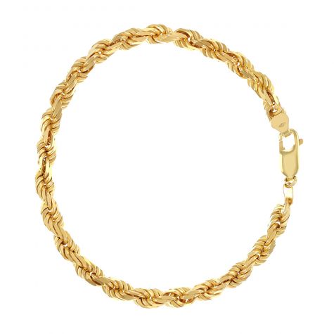 SOLID 9ct Yellow Gold Gents Italian Rope Bracelet - 5mm - 9" 