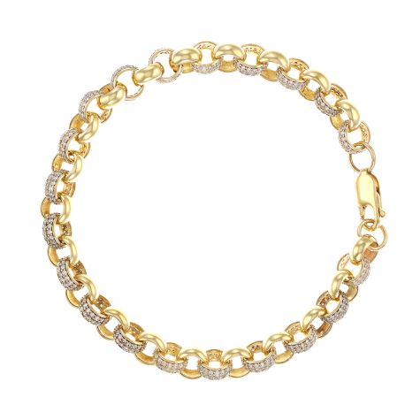 9ct Gold Gem-Set Belcher Link Bracelet -  7.5mm - 7.5" - Ladies