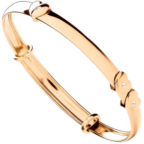 9ct Gold Floating Heart Design Expandable Bangle - Babies 