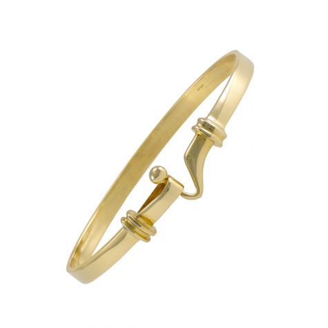 9ct Yellow Gold Classic Solid Hook Bangle - 5mm - Gents