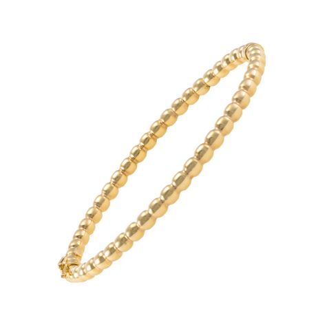 9ct Yellow Gold Modern Bead Design Bangle - 4mm - Ladies